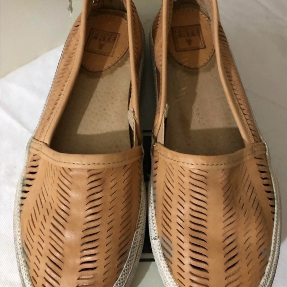 Frye Light Brown Perforated Leather Loafers